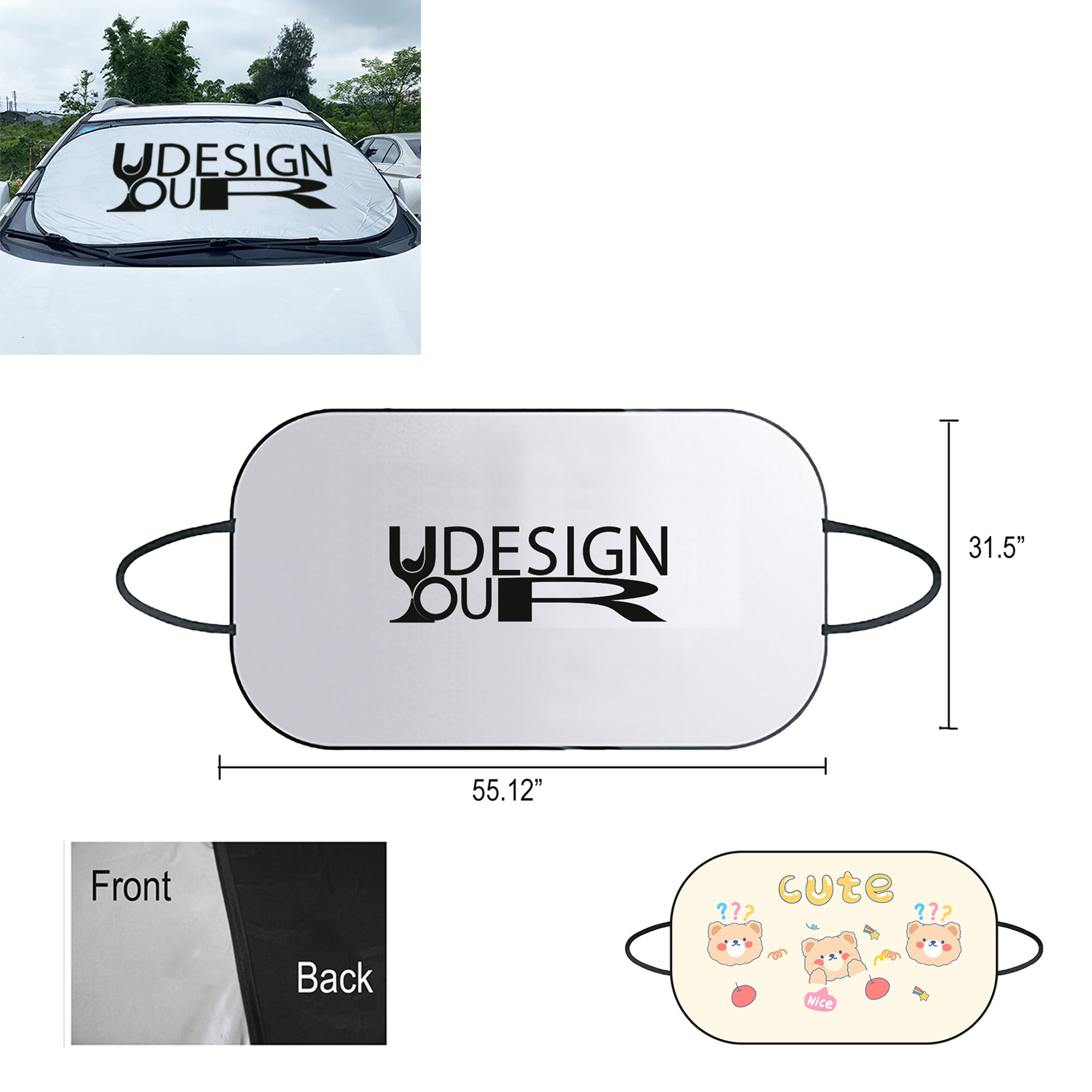 MOQ10 Custom Magic Foldable Universal Folding Car Sunshade 2