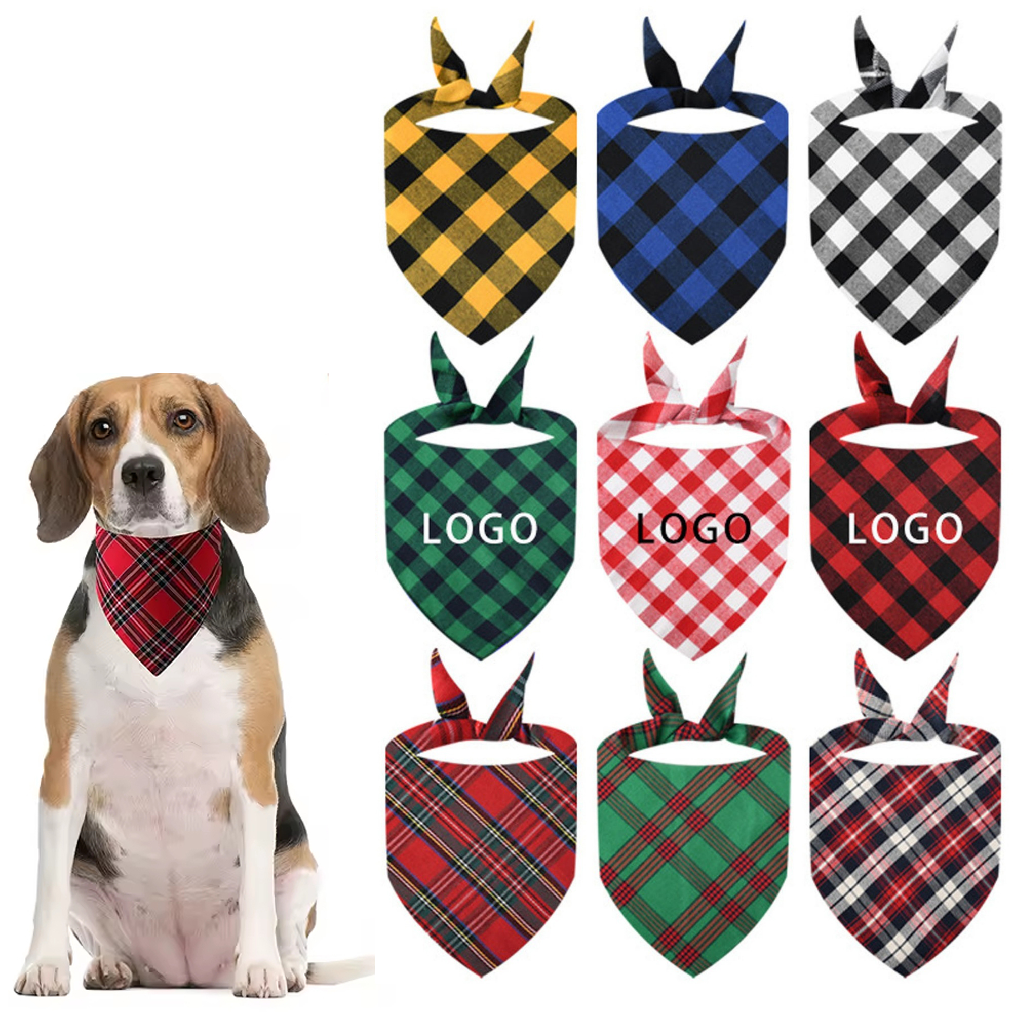 Durable Plaid Dog Scarf 21