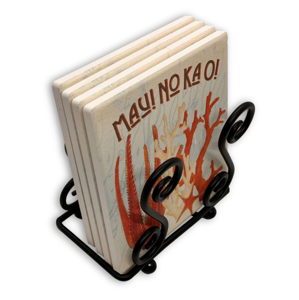 Upright Scroll Metal 4 Coaster Holder Sets 6