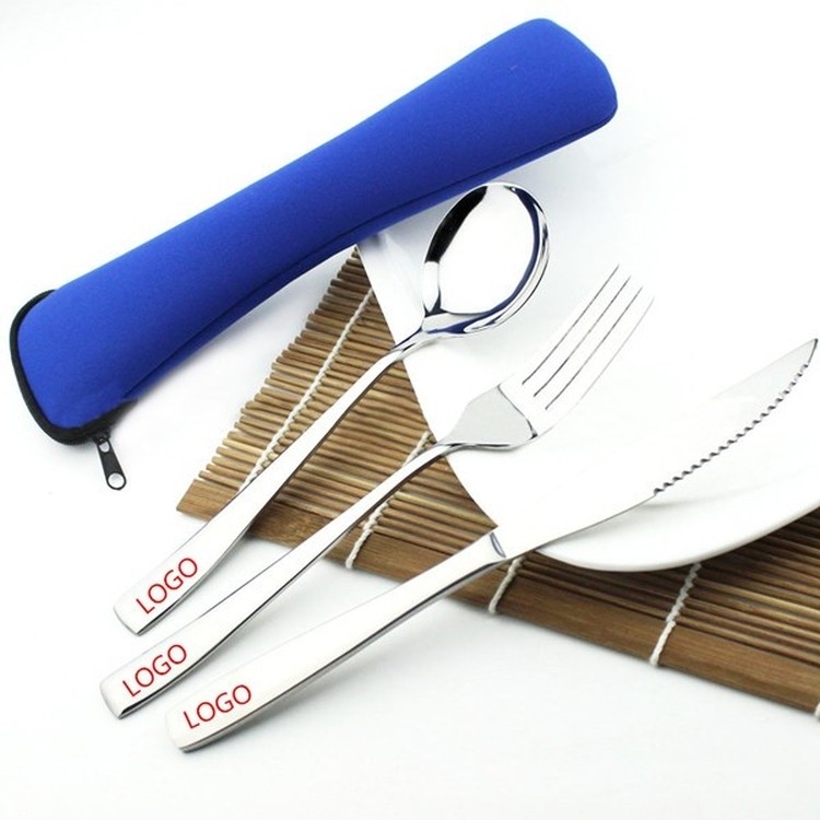 Stainless Steel Spoon/ Fork/ Knife Portable Tableware, custom kitchen gadget with logo imprint 2