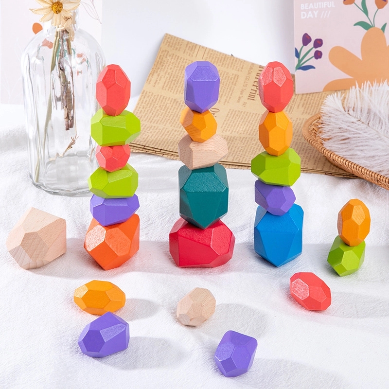 Stacking Stones Toy Wooden Rock 2