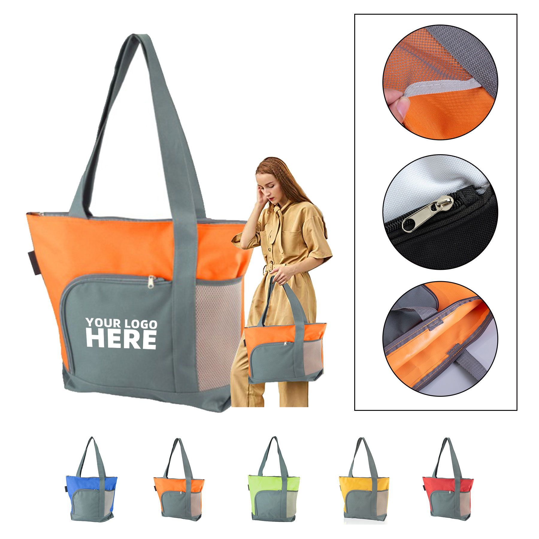 Poly Color Block Tote Bag, custom tote bag with logo imprint 2