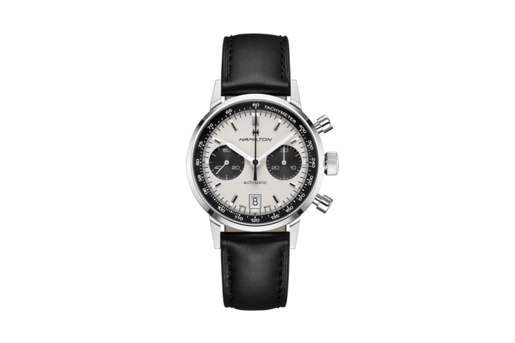 Hamilton American Classic Intra-Matic Auto Chrono Black Leather Strap Watch 1