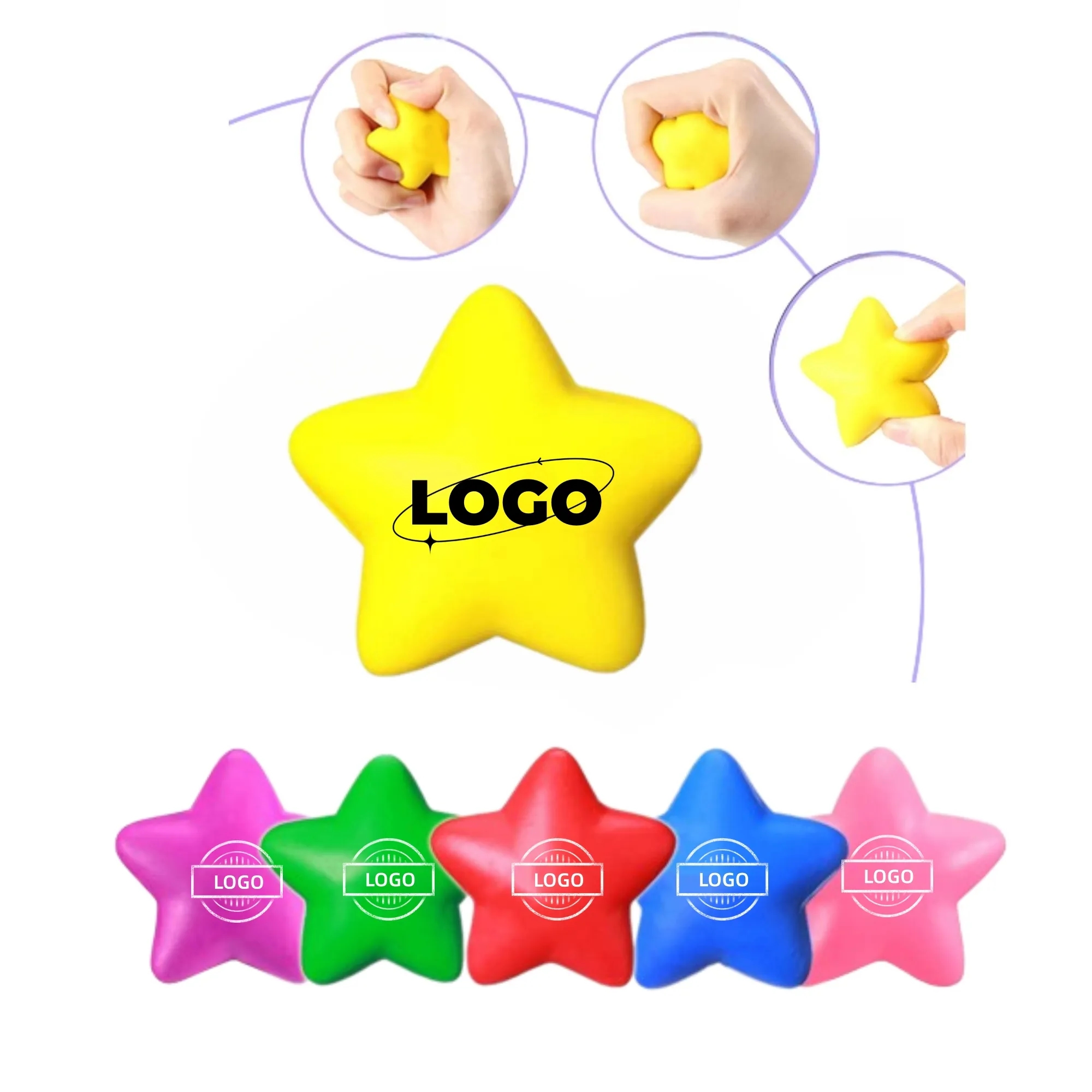 Reusable PU Stress Ball Colorful Heart Star 2