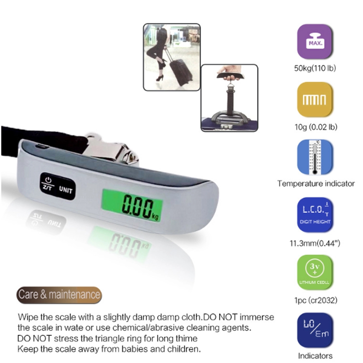 Portable Digital Luggage Scale with Temperature Sensor 4