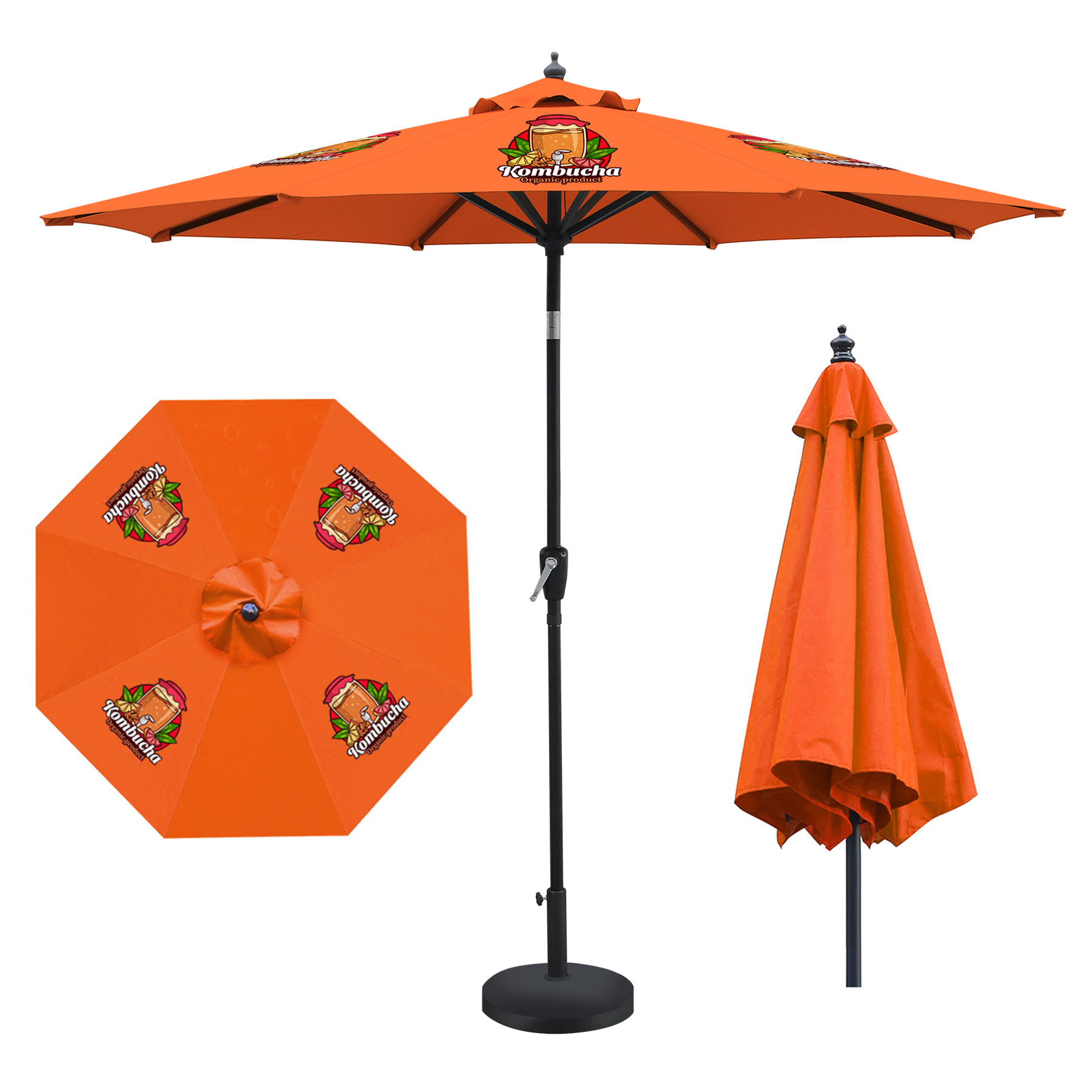 9' Deluxe Heavy Duty Aluminum Market Umbrella W/ Crank Lift And Tilt ( Dye Sublimation ) 4
