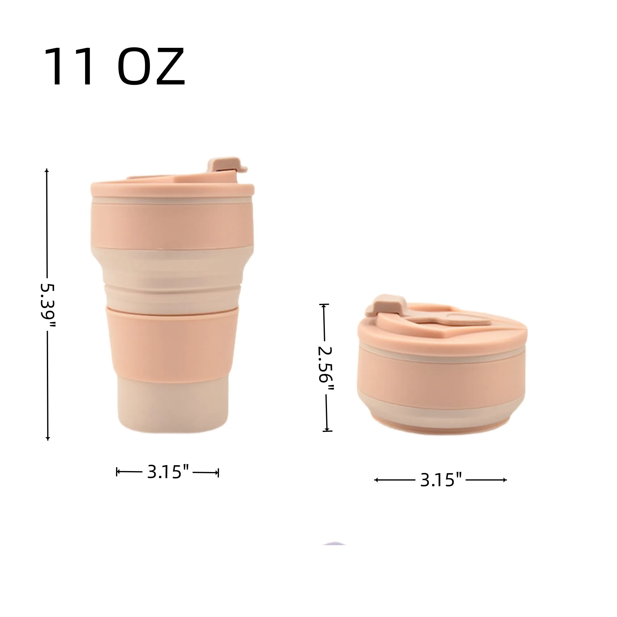 11oz Silicone Folding Cup Water Bottle For Camping Travel 2