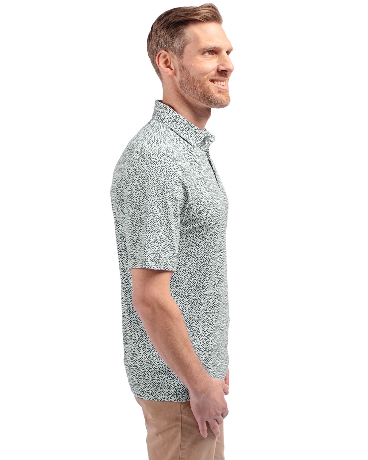 Cutter & Buck Virtue Recycled Botanical Print Featherlight Pique Mens  Polo 37