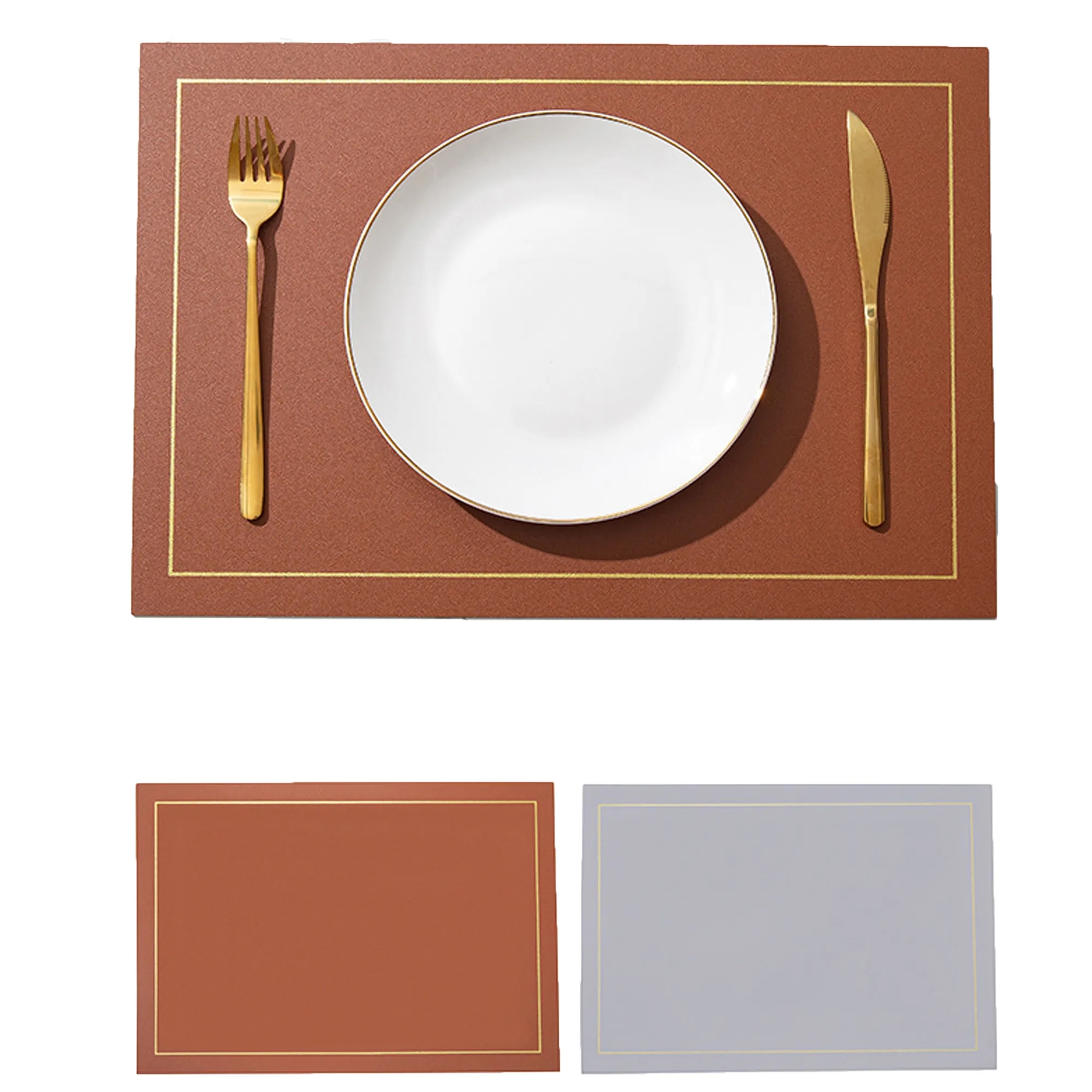 Square Leather Dining Mat 6
