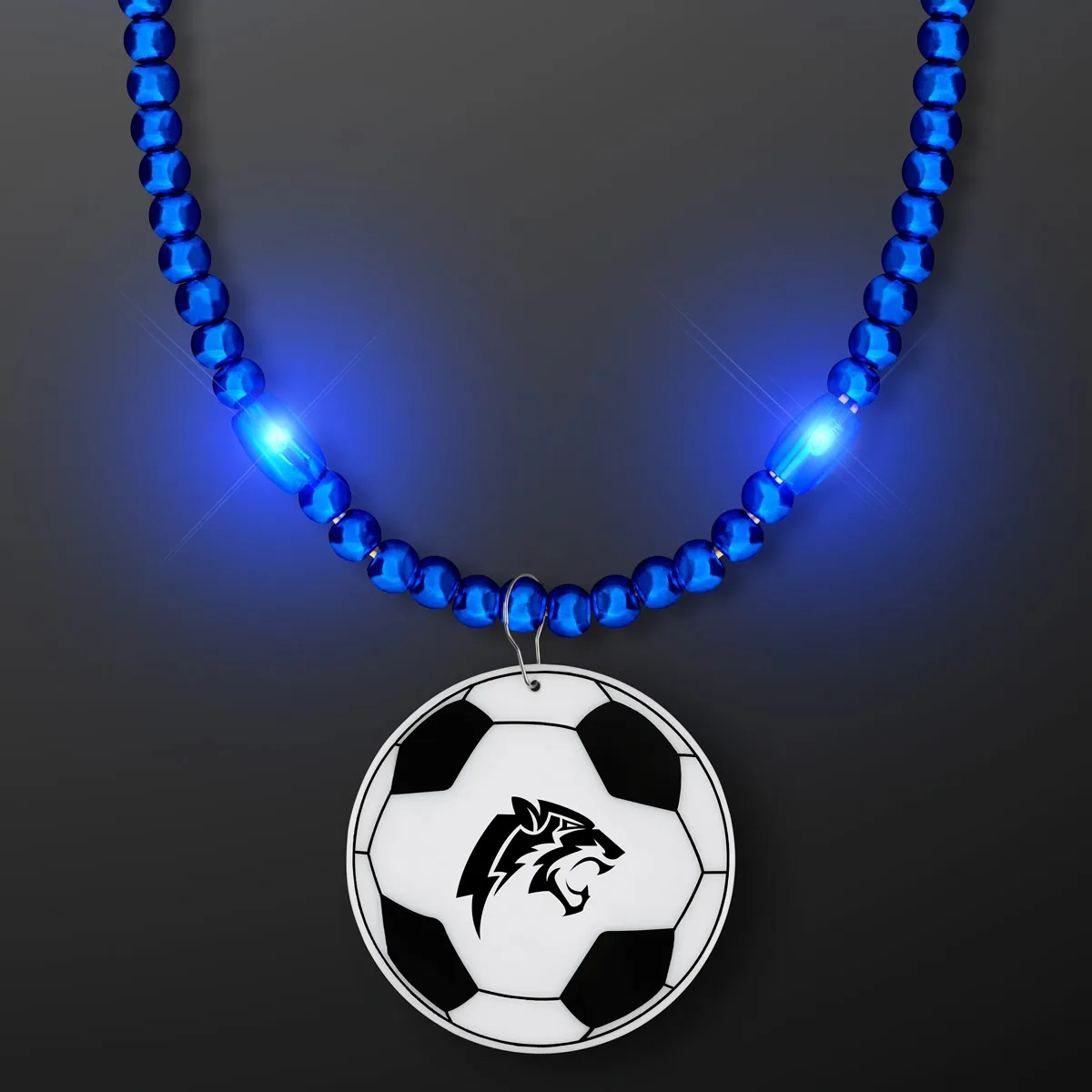 LED Bead Necklace with Soccer Ball Medallion 3