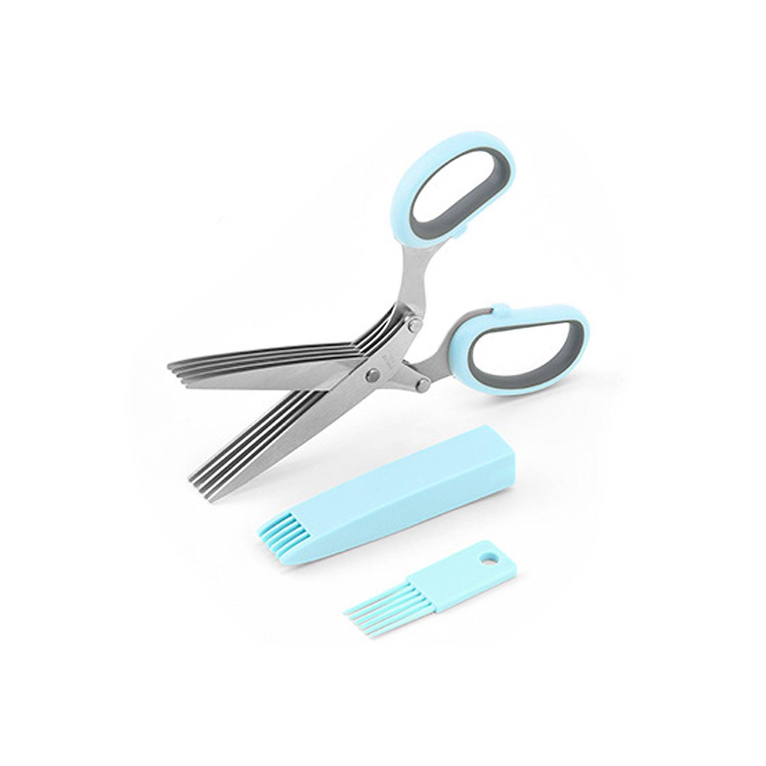Five blade herb Scissors with Cover and Comb 5