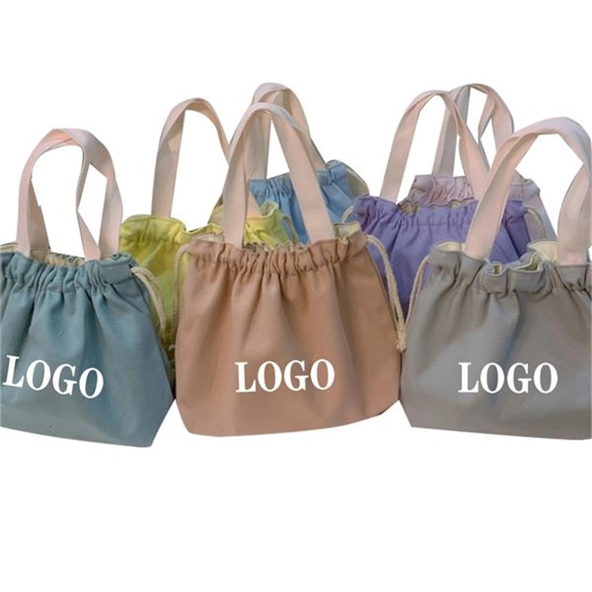 Lunch Bag Canvas Drawstring Picnic Tote Pouch 5