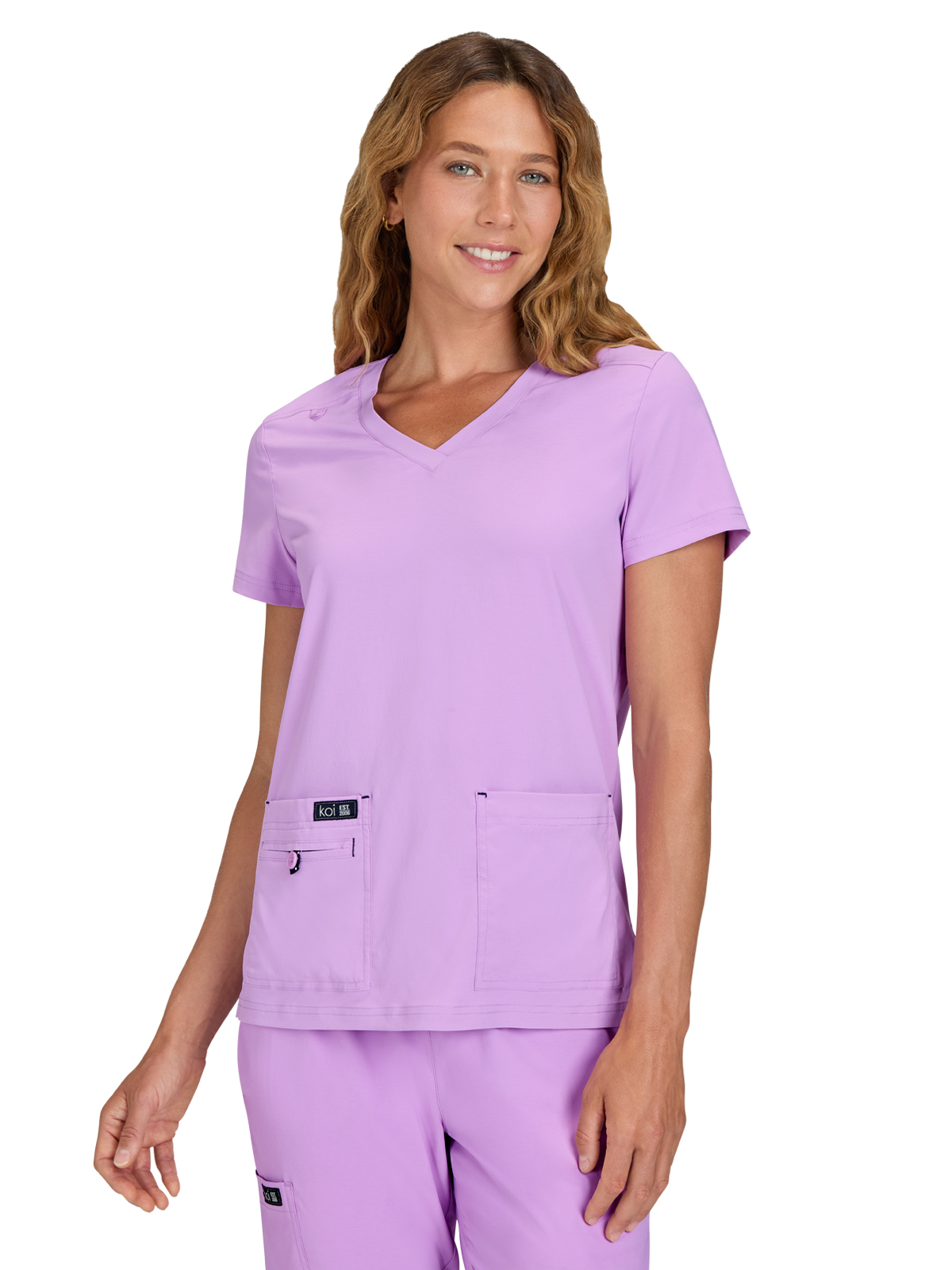 koi - Basics - Women's Four-Pocket Stretch V-Neck Becca Top 49