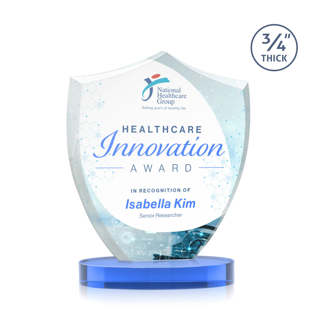 Scudo Shield VividPrint™ Award on Alberton Base - Sky Blue 4