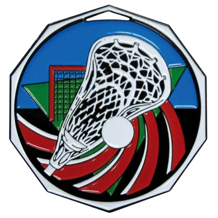 Lacrosse Decagon Colored Medallion (2")