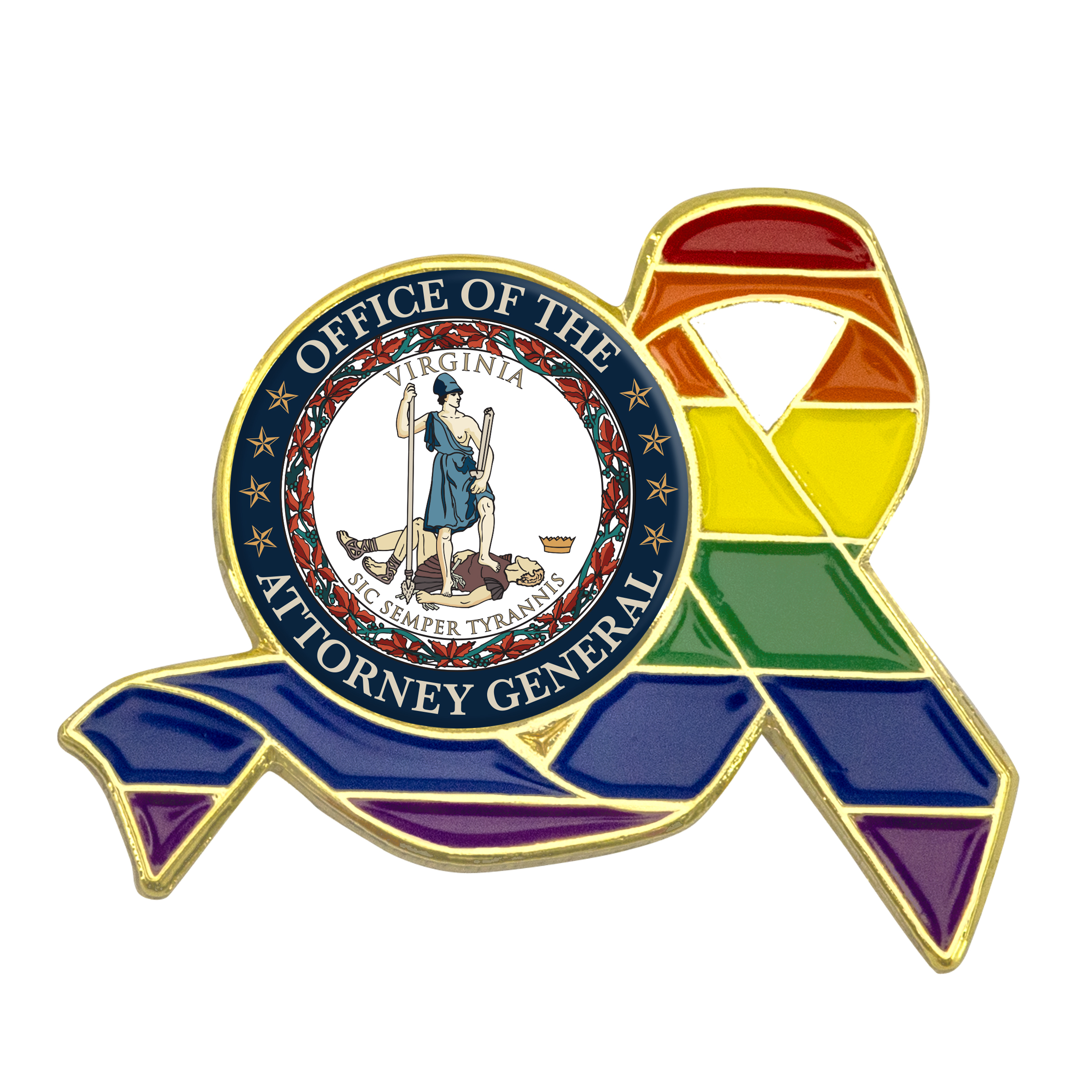Rainbow Ribbon Lapel Pins w/ Custom Logo 3