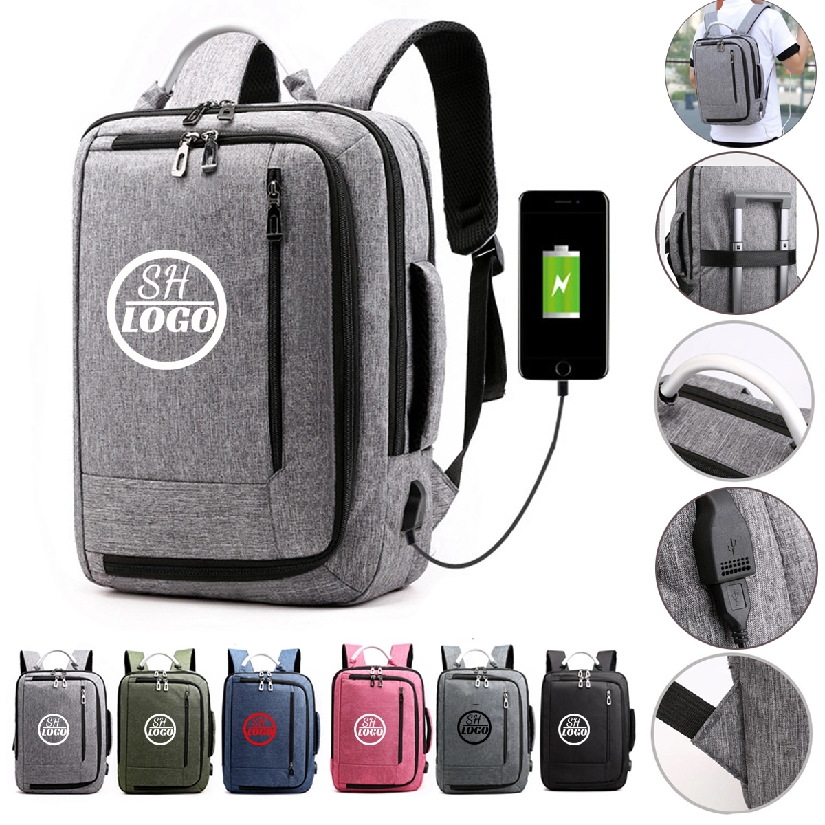 Laptop Backpack with USB Charging Port/ Large Capacity 17'' 4