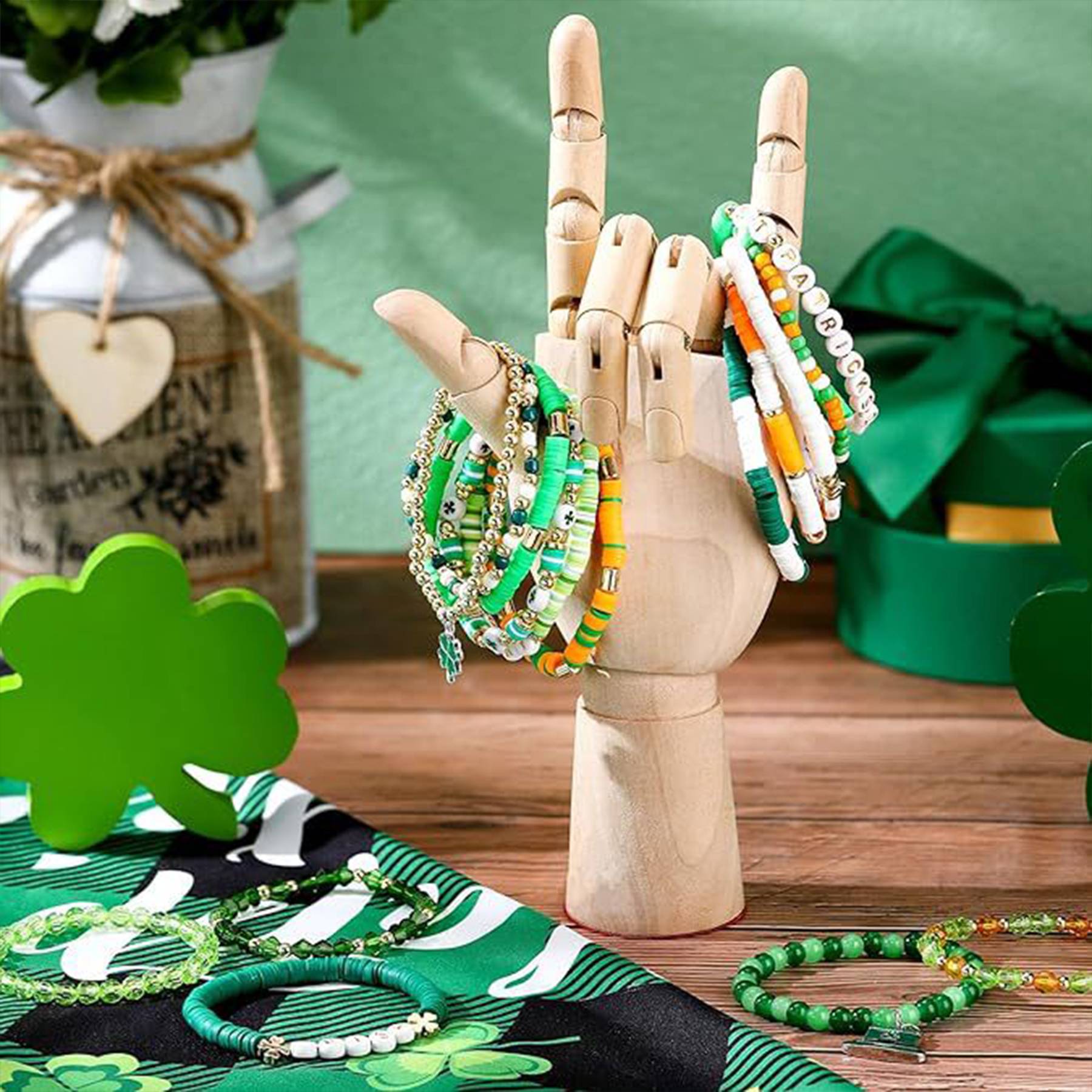 Plastic Lucky clover letter stretch bracelet 4