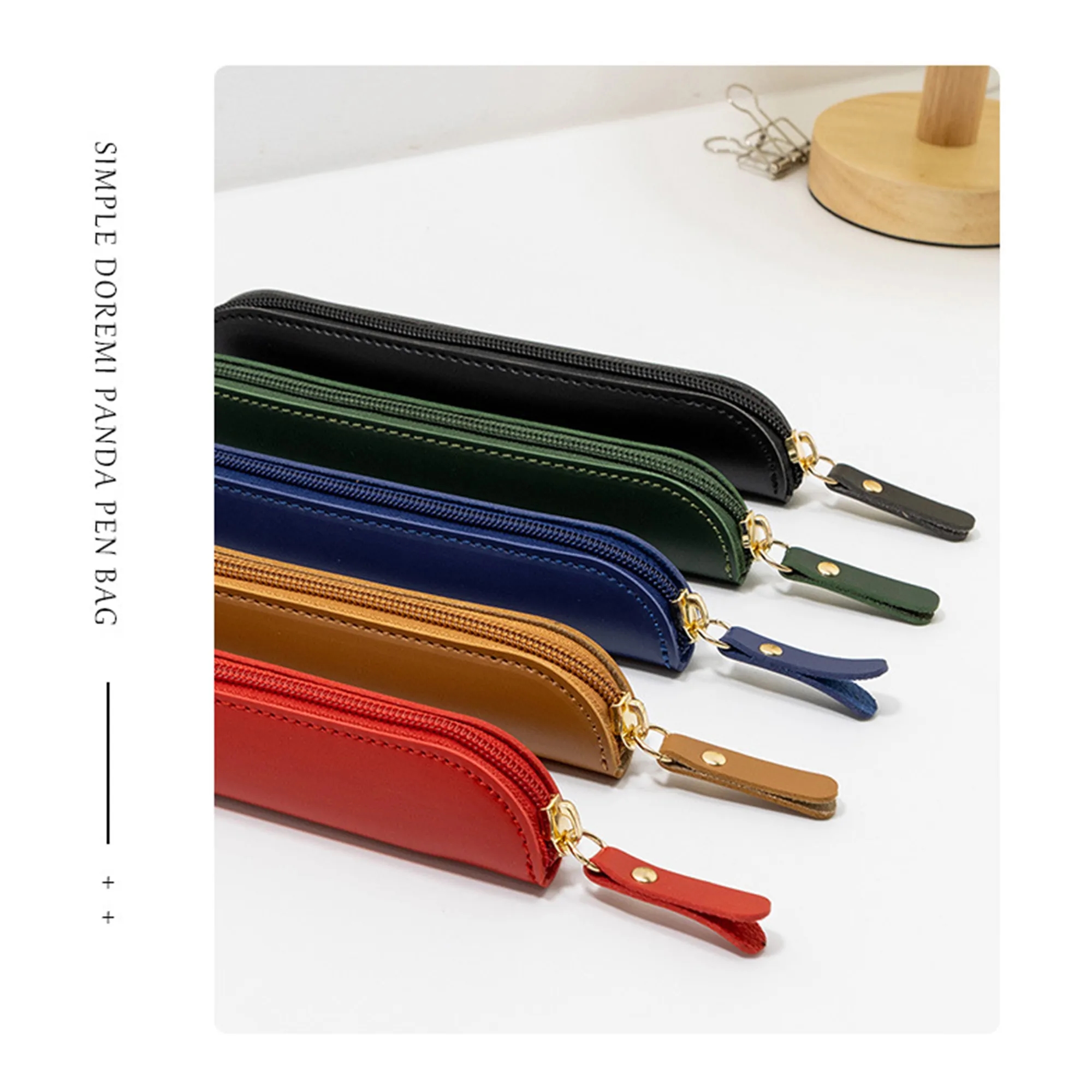 Leather Solid-Color Pencil Case 10