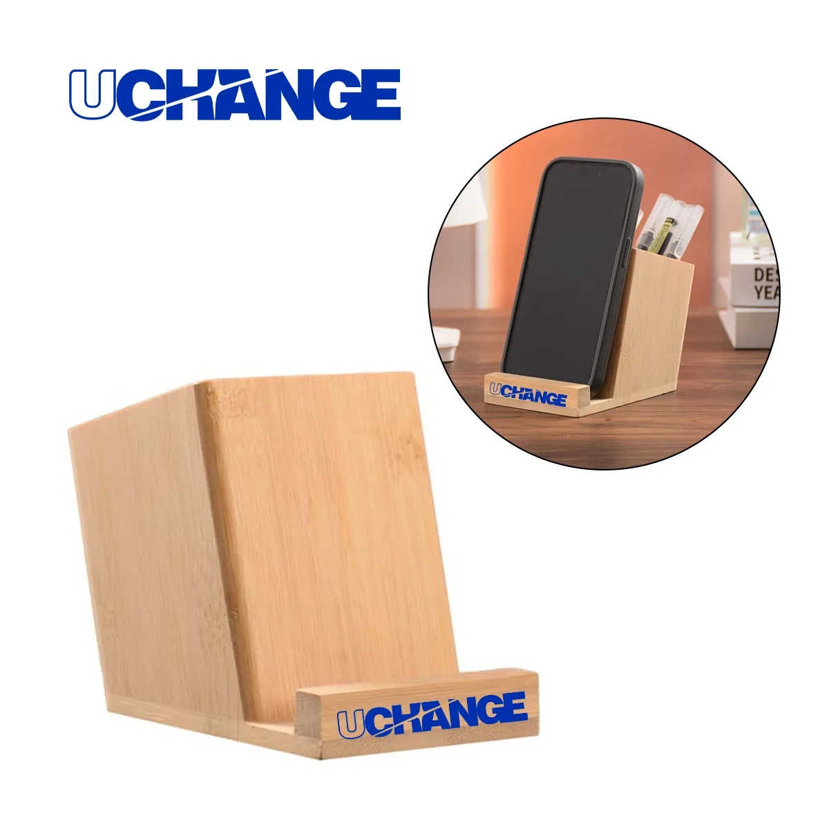 Bamboo Desk Organizer With Phone Stand And Pen Holder 6