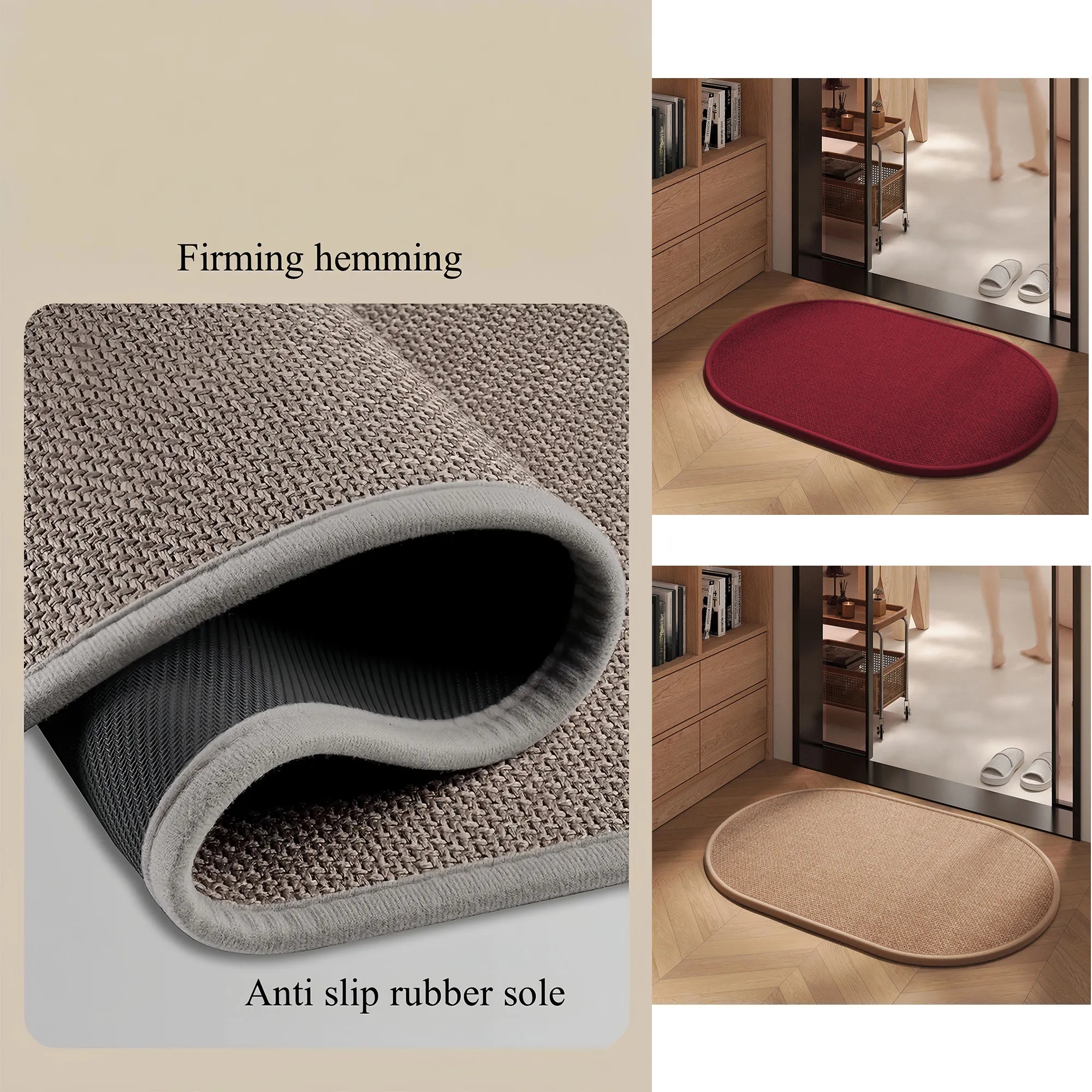 Premium Absorbent Jute Bath Mat With Anti-Slip Backing 2