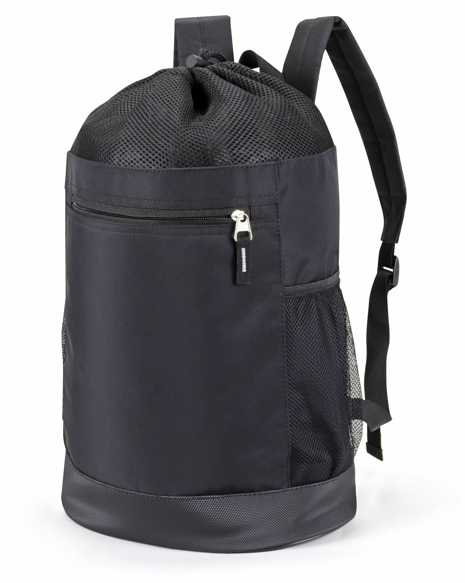 Tri-Mesh Microfiber Drawstring Backpack W/Leatherette Bottom 2