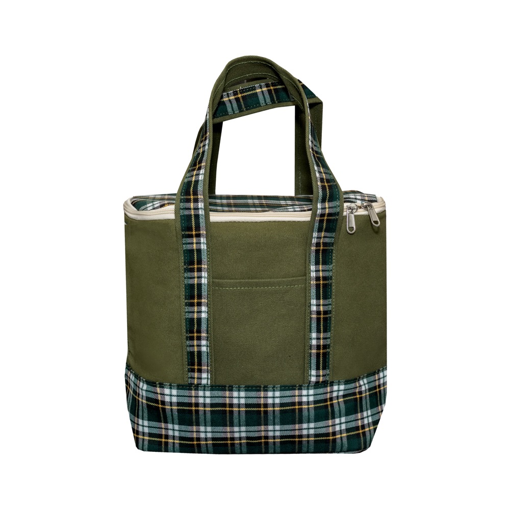 18 oz Insolated Plaid Cooler Tote 9