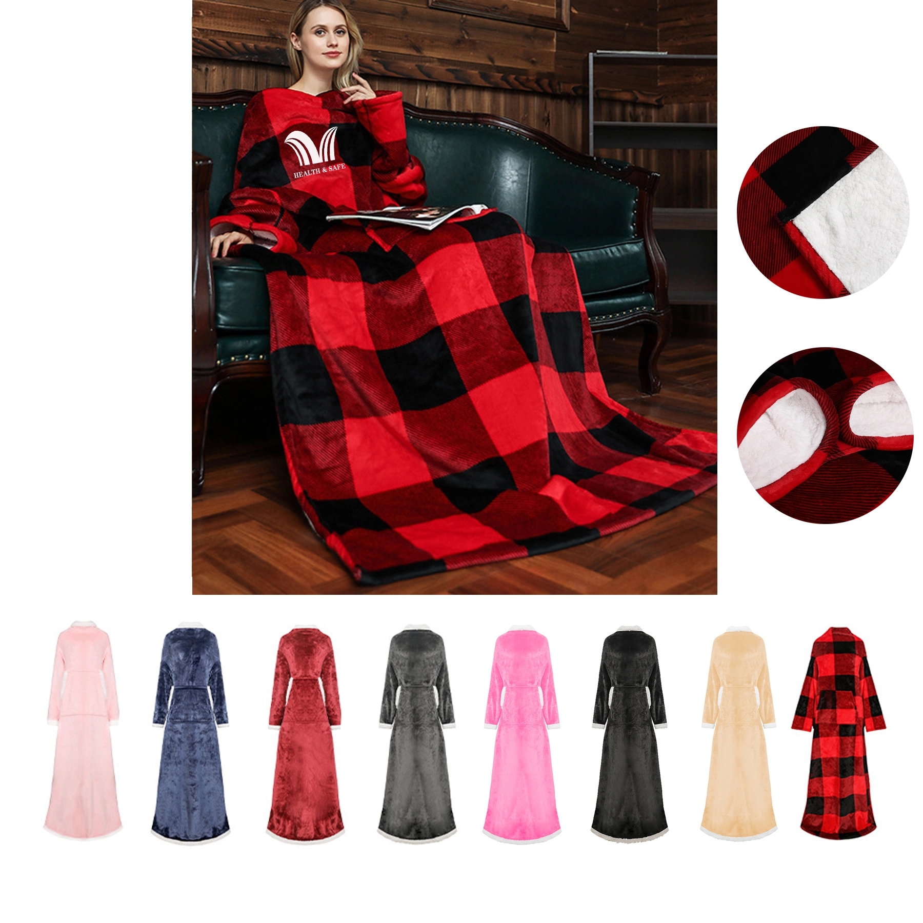 Oversized Microfiber & Sherpa Wearable Blanket 1