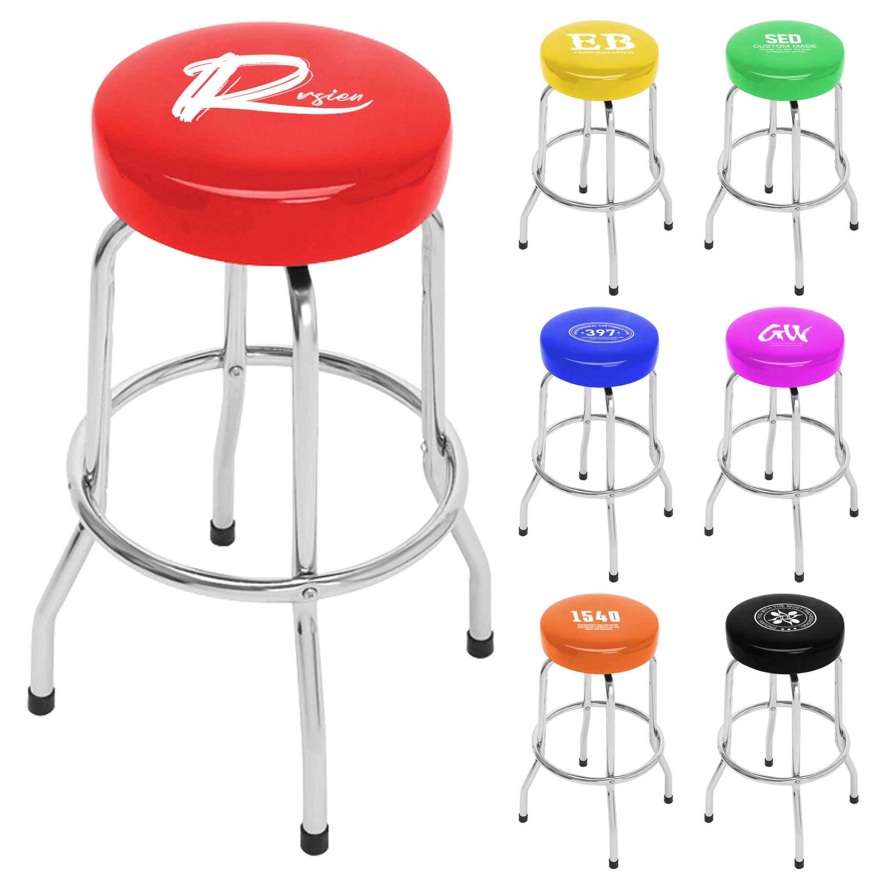 25" H Shop Stool with Leather Padded Frame 2