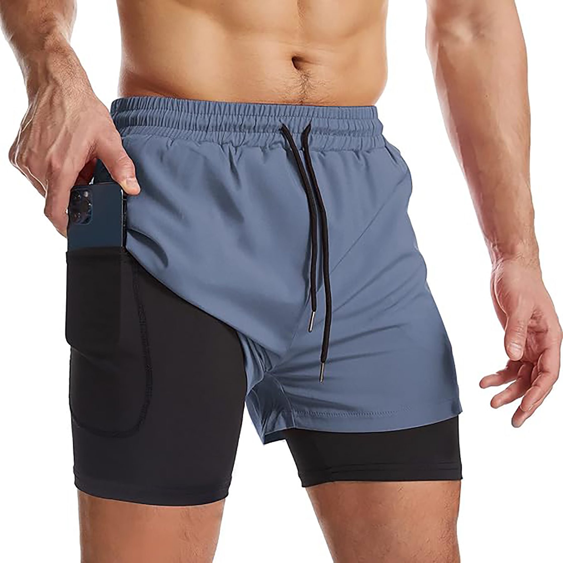 Men's 2 I n 1 Quick Drying Sports Shorts with Lining 23