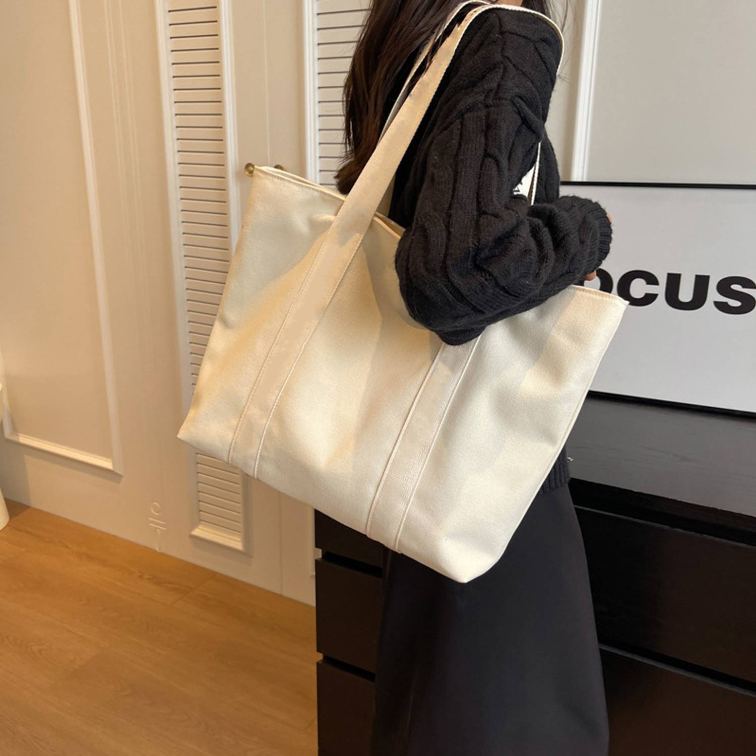 Large Capacity Canvas Tote Bag, custom tote bag with logo imprint 3