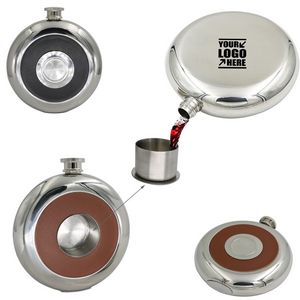 5oz Round Stainless Steel Flask With Collapsible Short Cup, custom water bottle with logo imprint 2