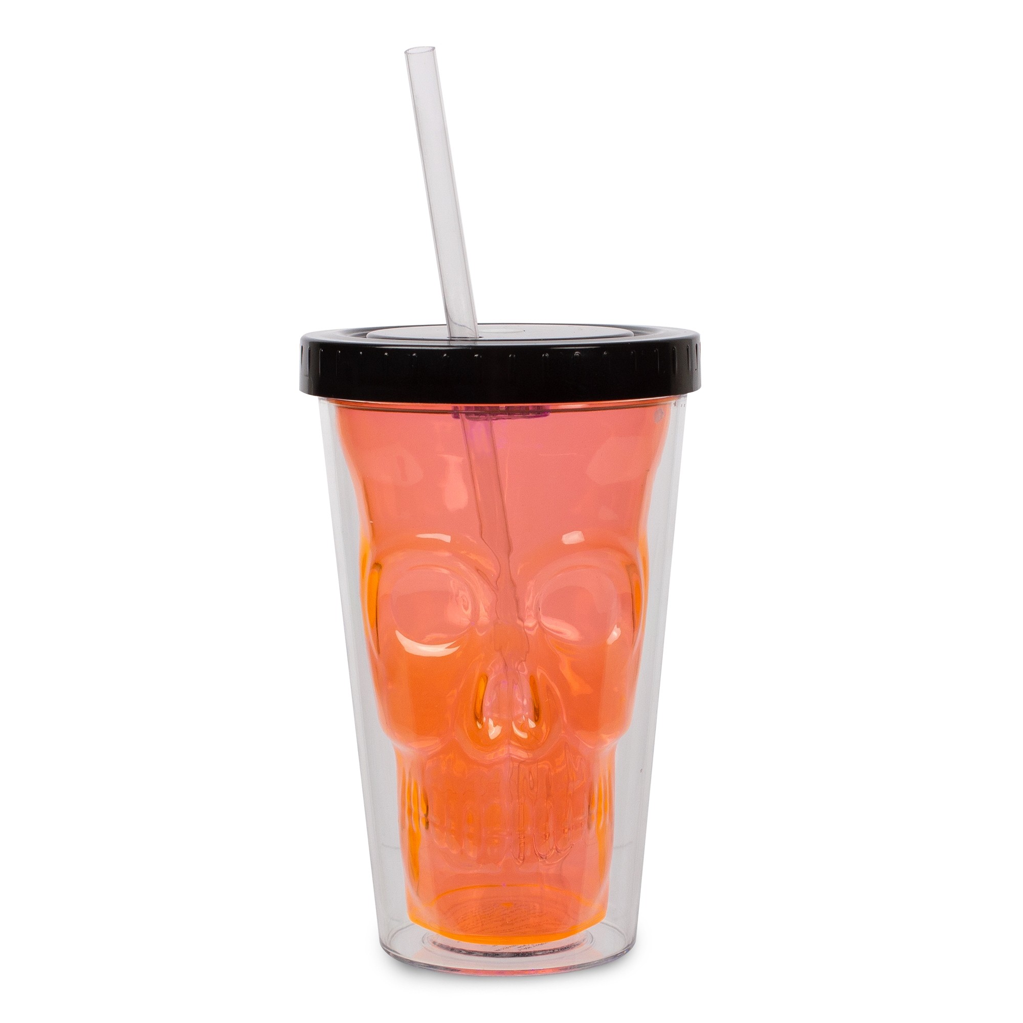 Neon Orange LED Skull Cup 2