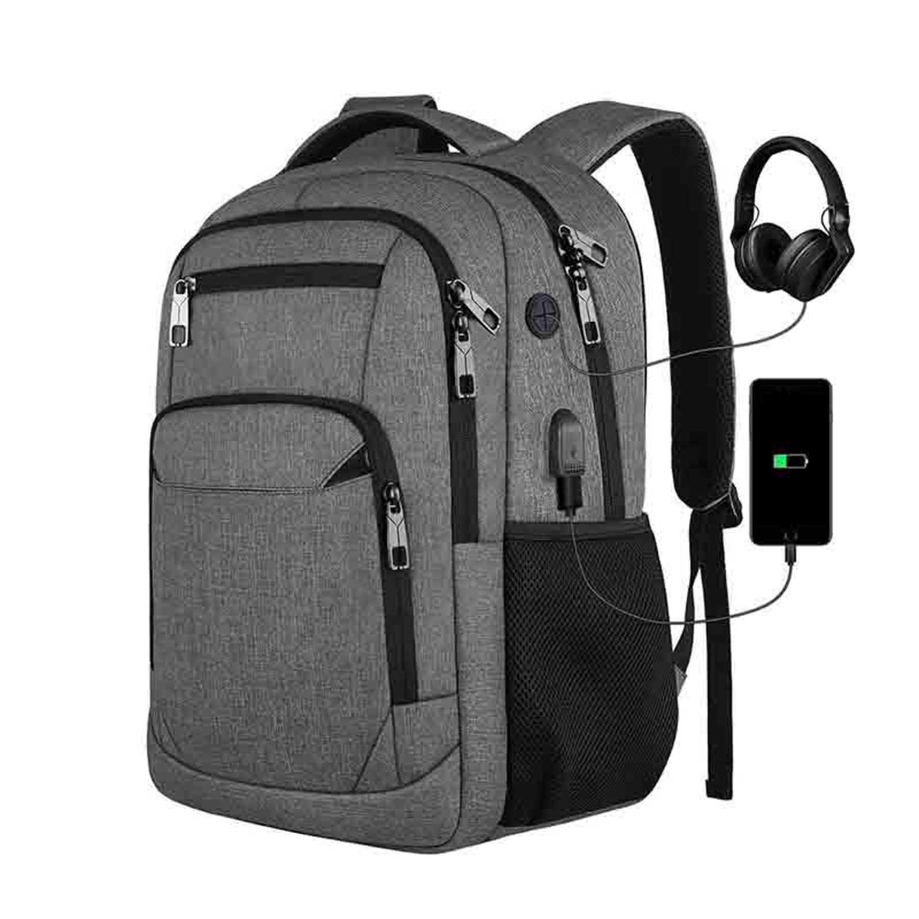 Gray Backpack With Shoulder Straps 2