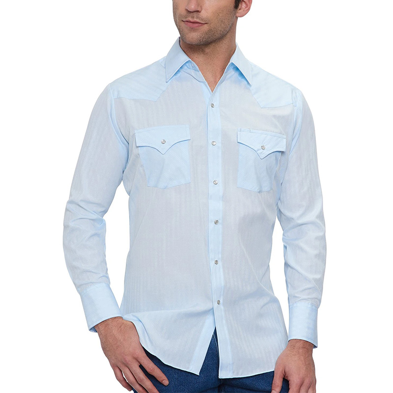 Long Sleeve Tone-on-Tone Western Wear Shirt 16