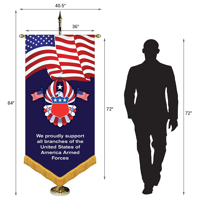 36" x 72" Premium Gonfalon 7' Kit / V-Cut / Fringe 6
