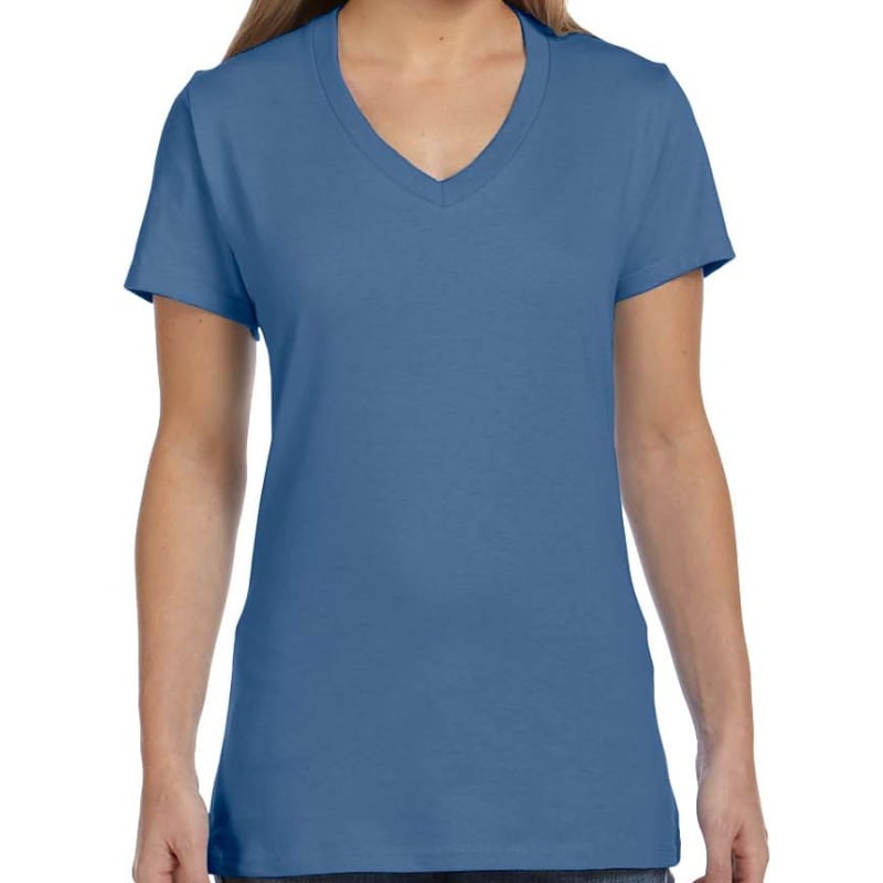 Hanes Ladies 4.5 Oz., 100% Ringspun Cotton Nano-T® V-Neck T- 21