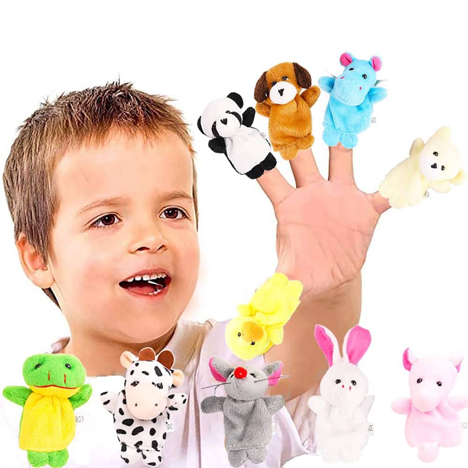 10Pcs Soft Plush Animals Finger Puppet Toys 4