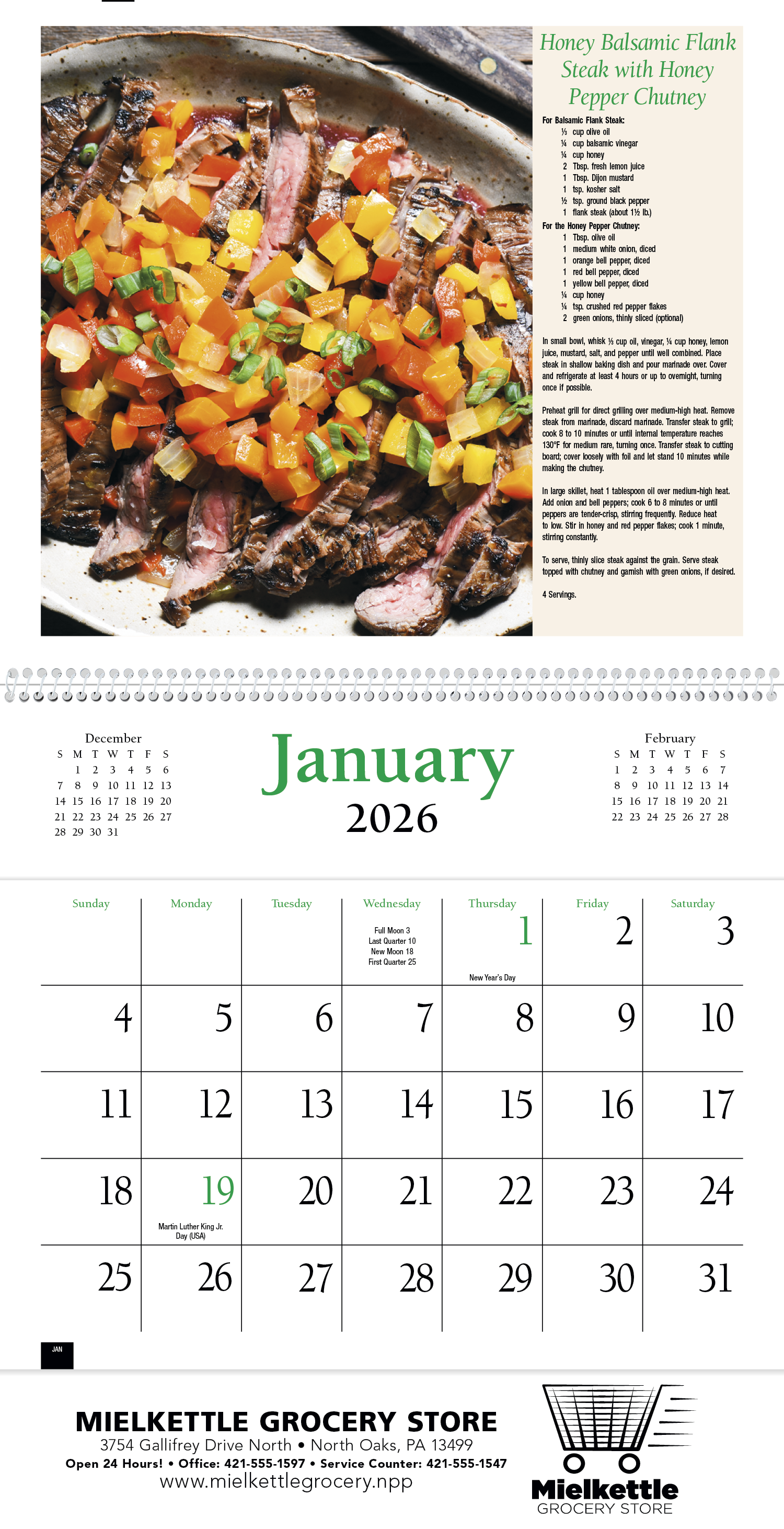 HotLine® Products Recipe Pocket Calendar 16