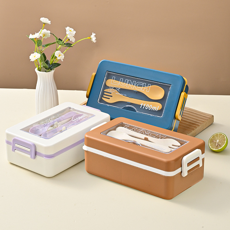 Portable Square Lunch Box With Cutlery 2