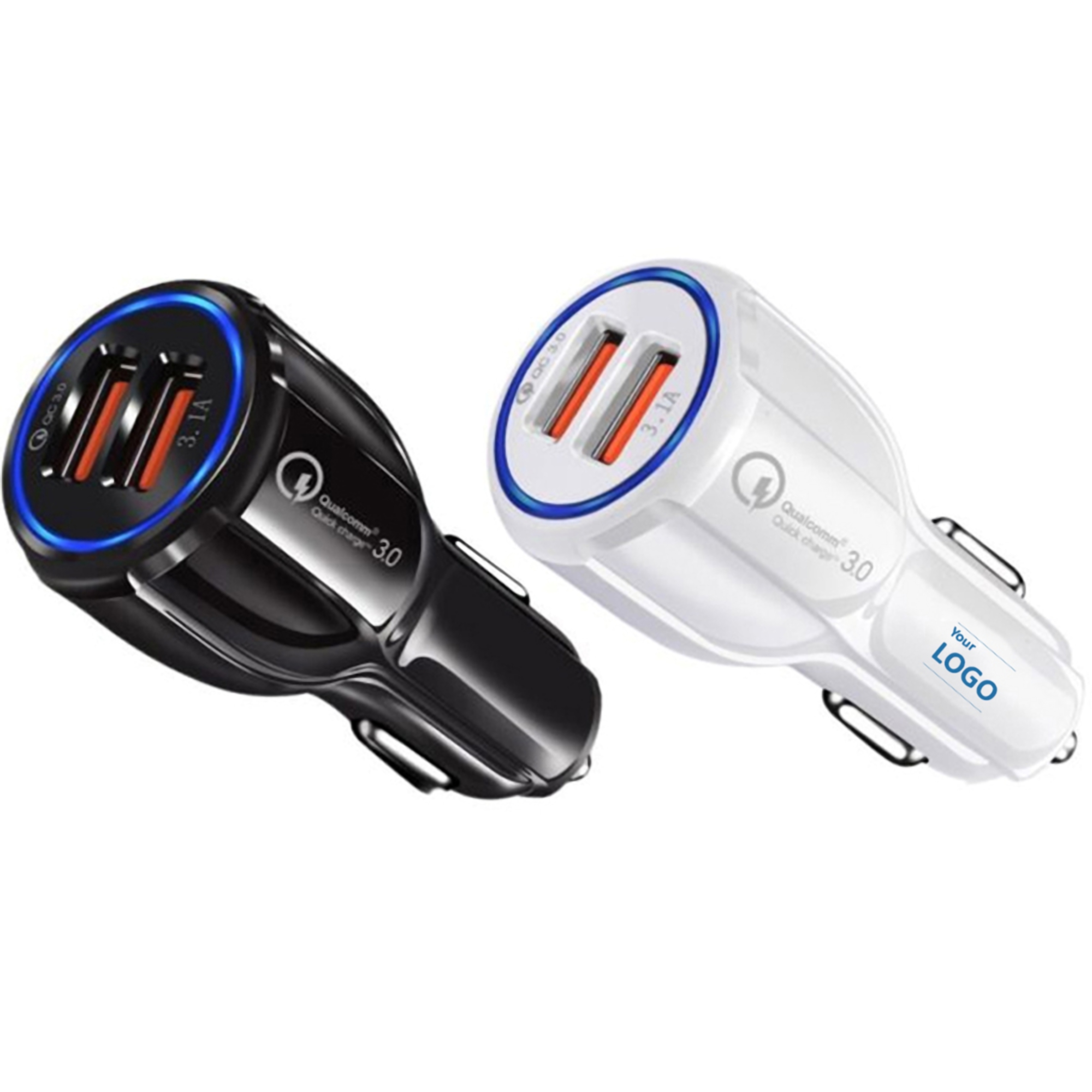 PC Plastic Dual USB Car Charger 5