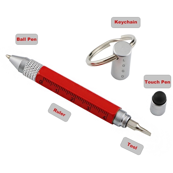 5 in 1 Malfunction Metal Ballpoint Pen with Key Chain 1