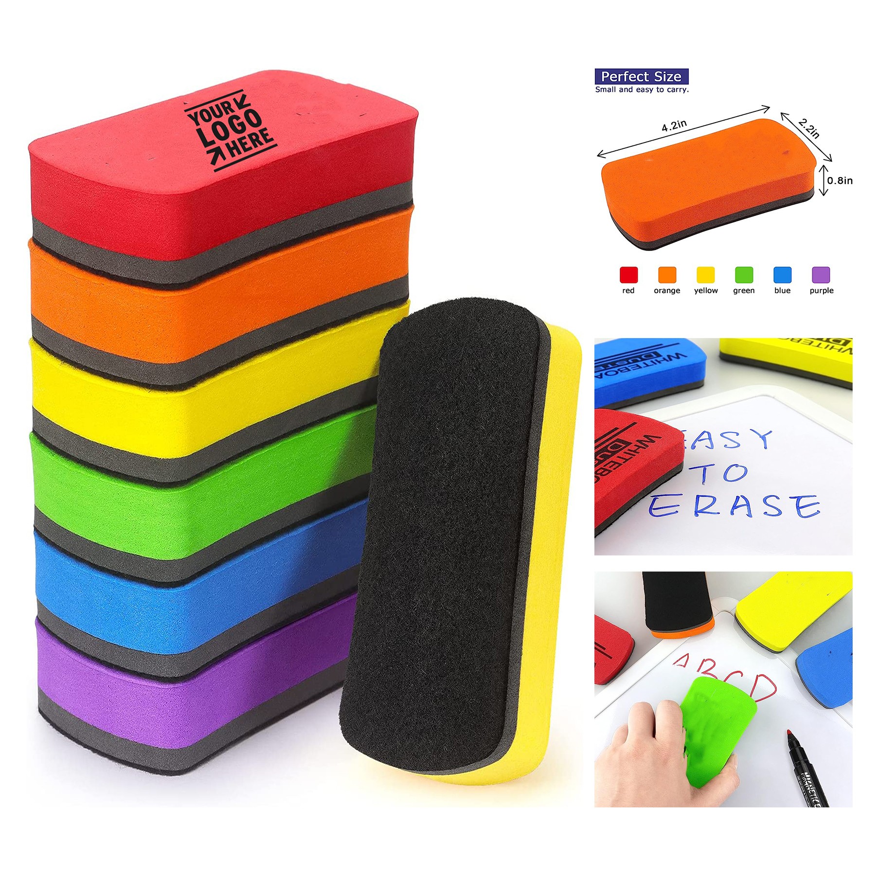 4 x 2 x 0.8 Inches Dry Erase Magnetic Whiteboard Eraser 2