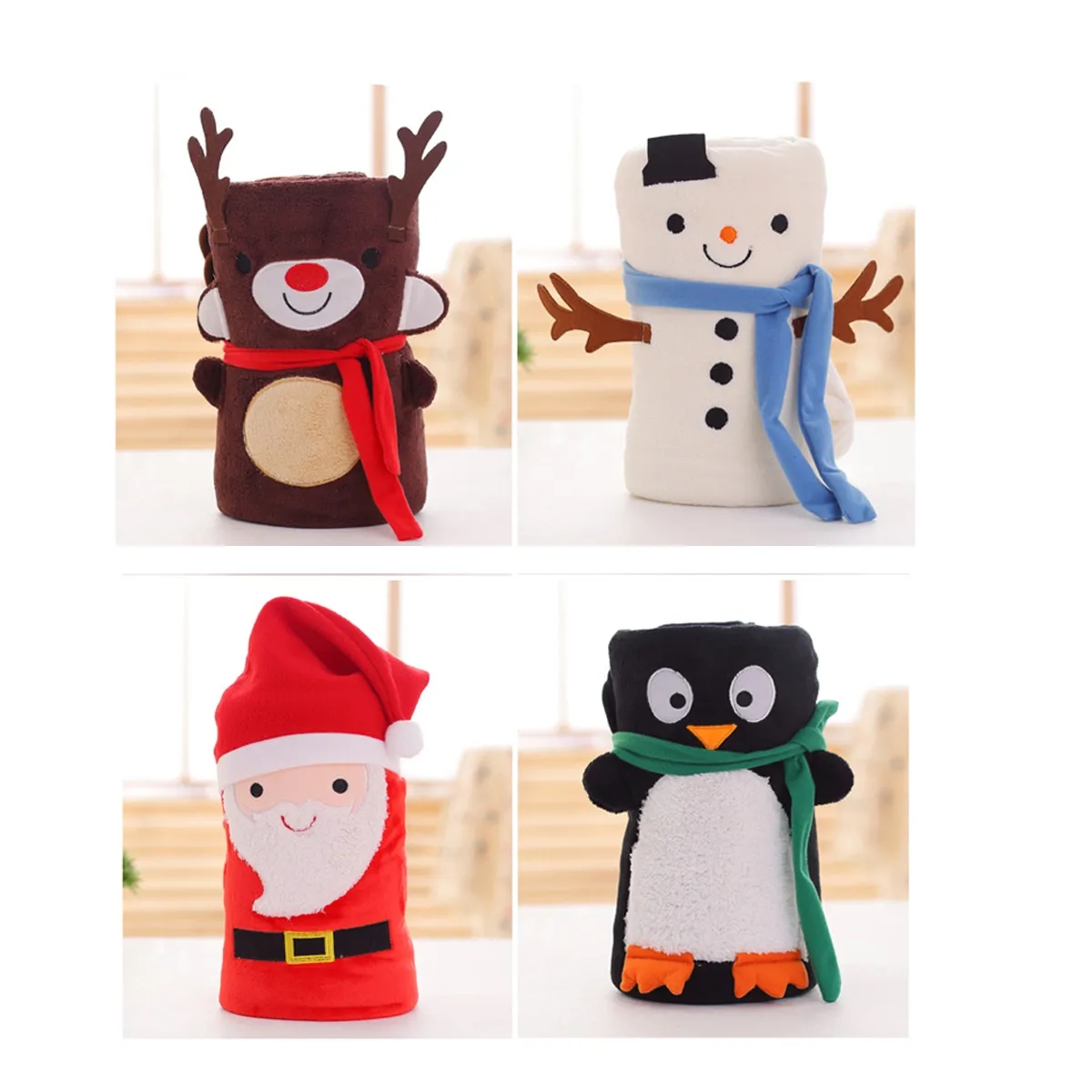 Double Sided Fleece Holiday Throw With Character Wrap 2