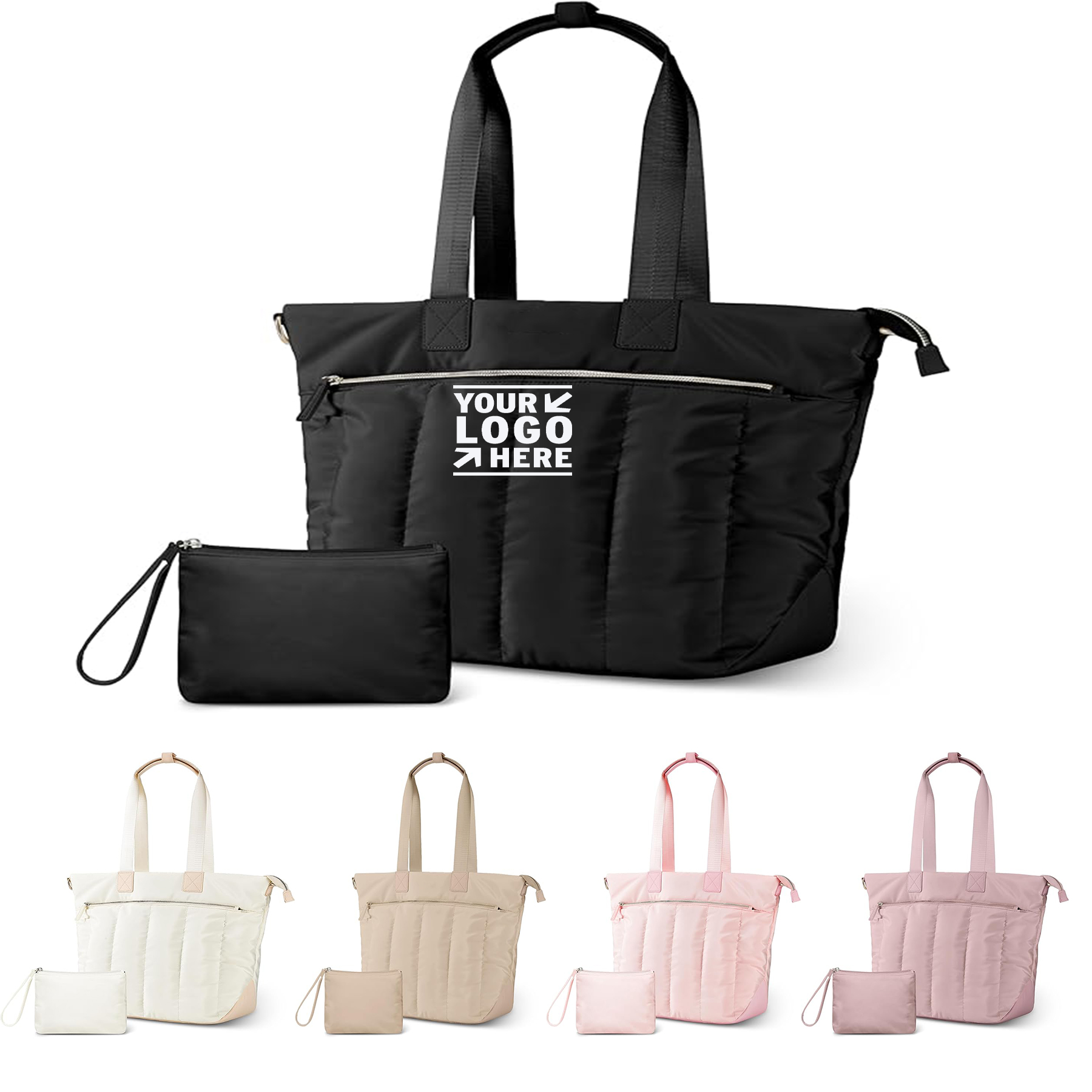 Large Women Travel Work Puffer Weekend Overnight Laptop Tote Bag with Zipper Compartment 2