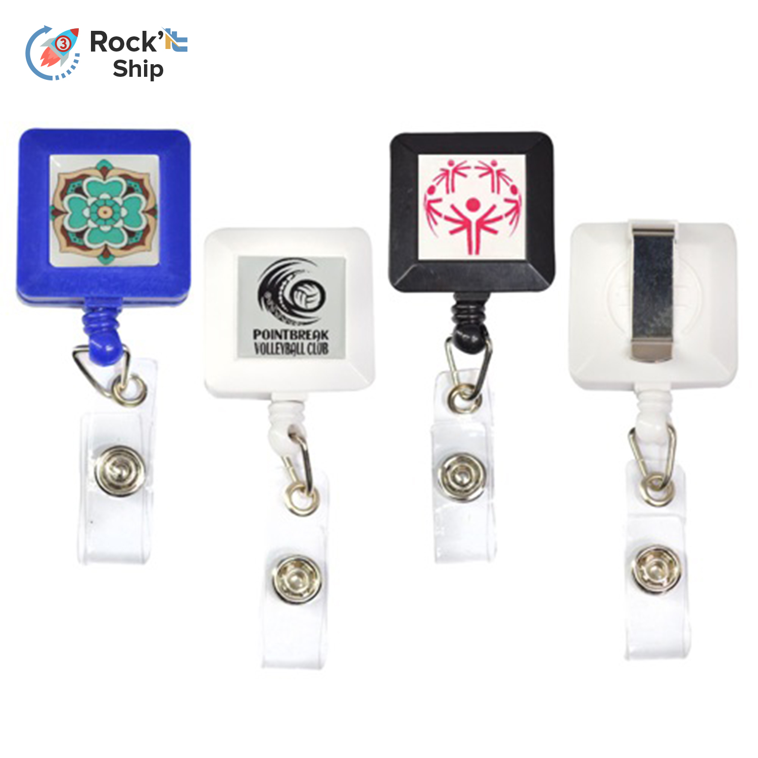 Rock'it 3-Day Square Retractable Badge Reel w/ Belt Clip 1