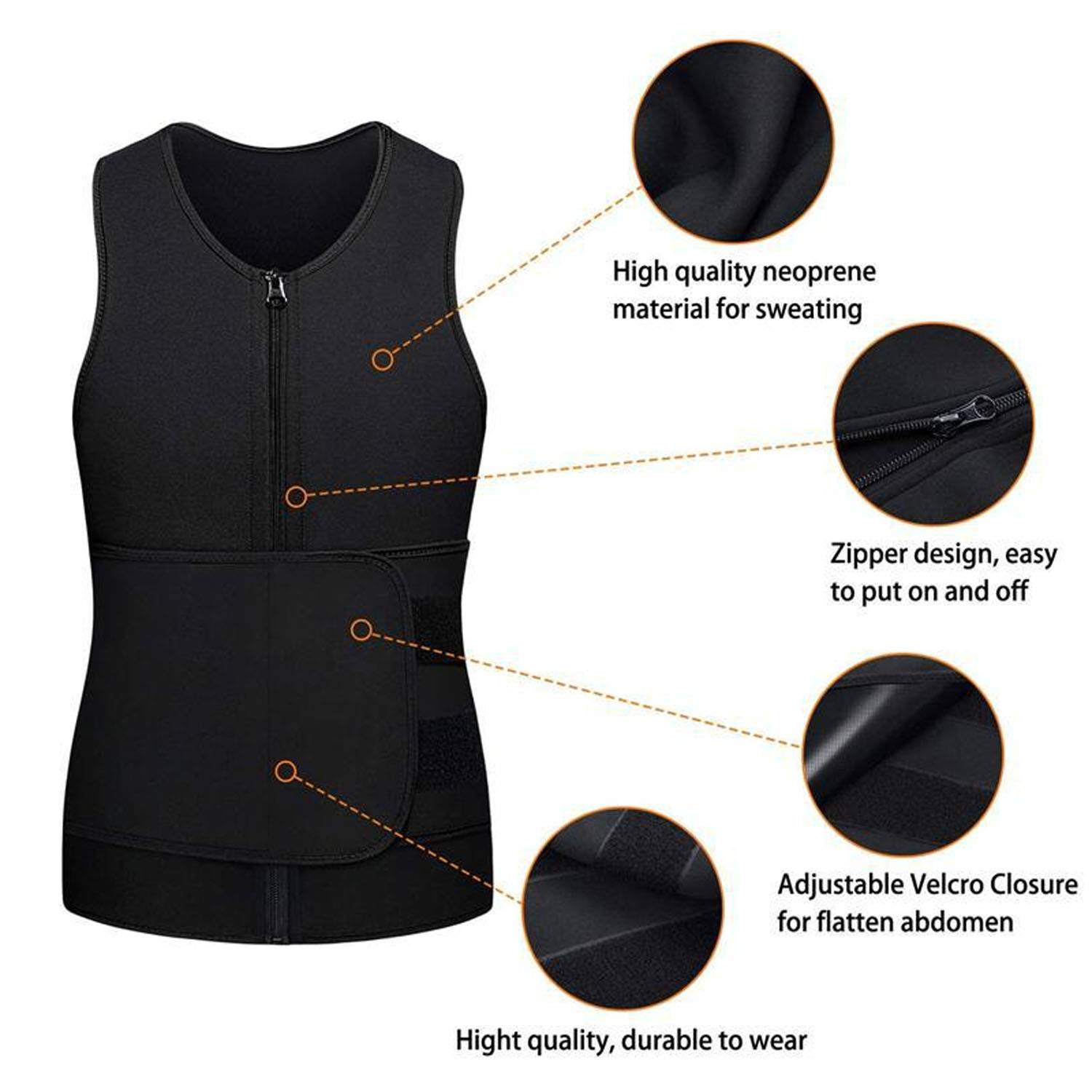 Men's Neoprene Body Shaper Vest w/ Adjustable Belt 3