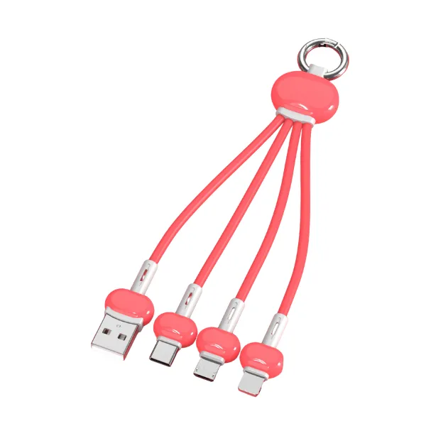 3-In-1 Keychain Charging Cable with Lightning, Type-C, and M 3