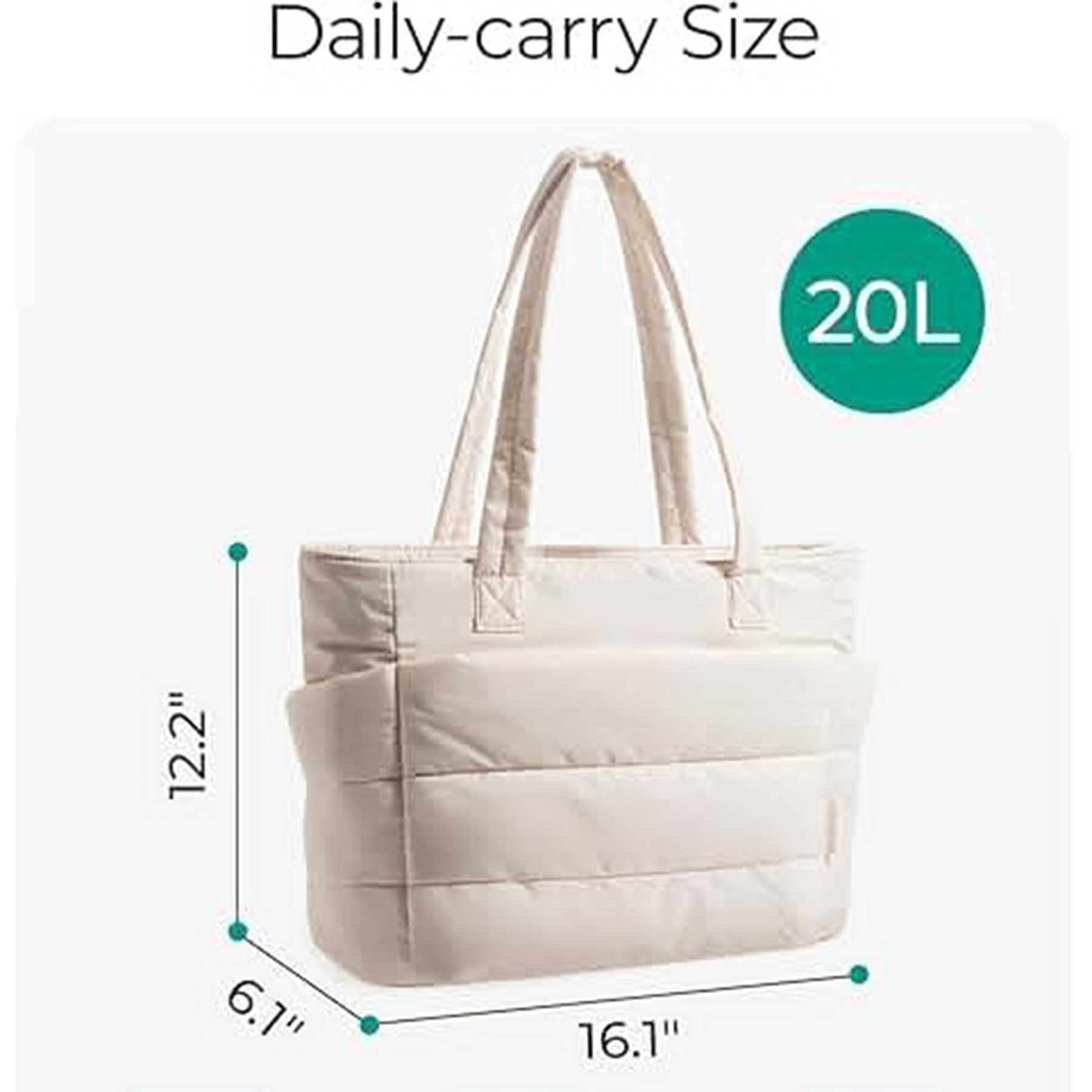 Lightweight Puffy Tote Bag with Compartments, custom tote bag with logo imprint 9