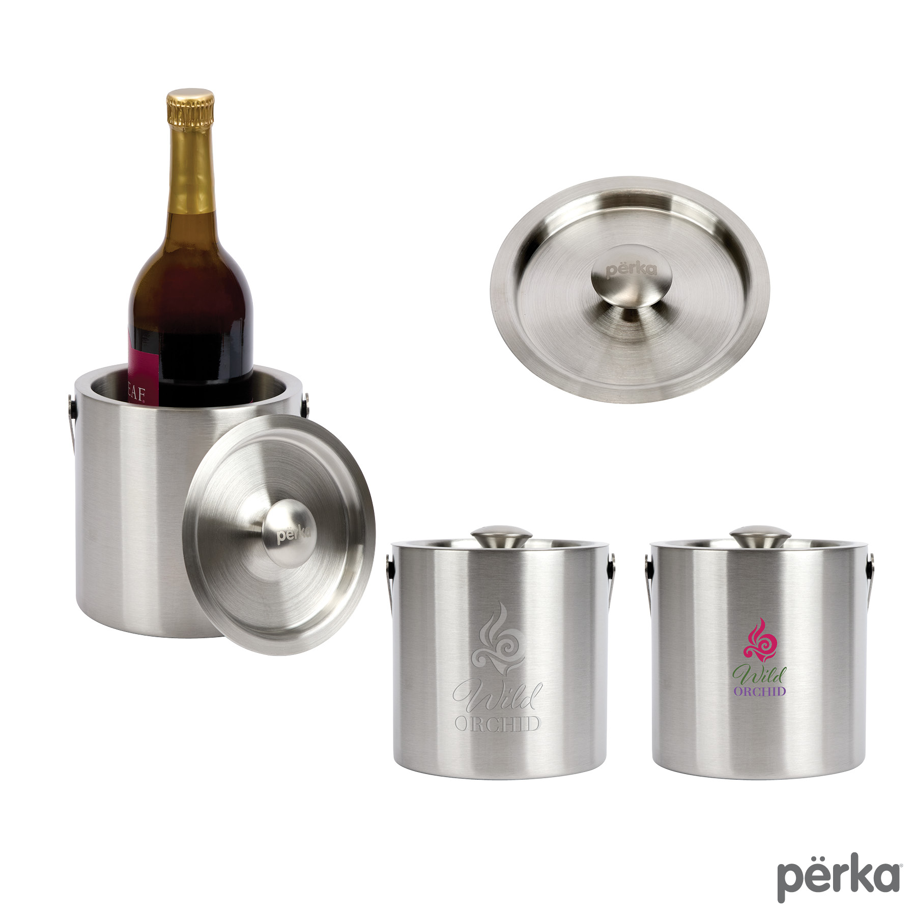 Perka® Quinton 1.3L Double Wall, Stainless Steel Ice Bucket 10